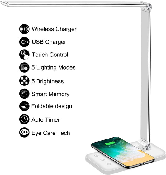 LED Desk Lamp + Wireless Phone Charger