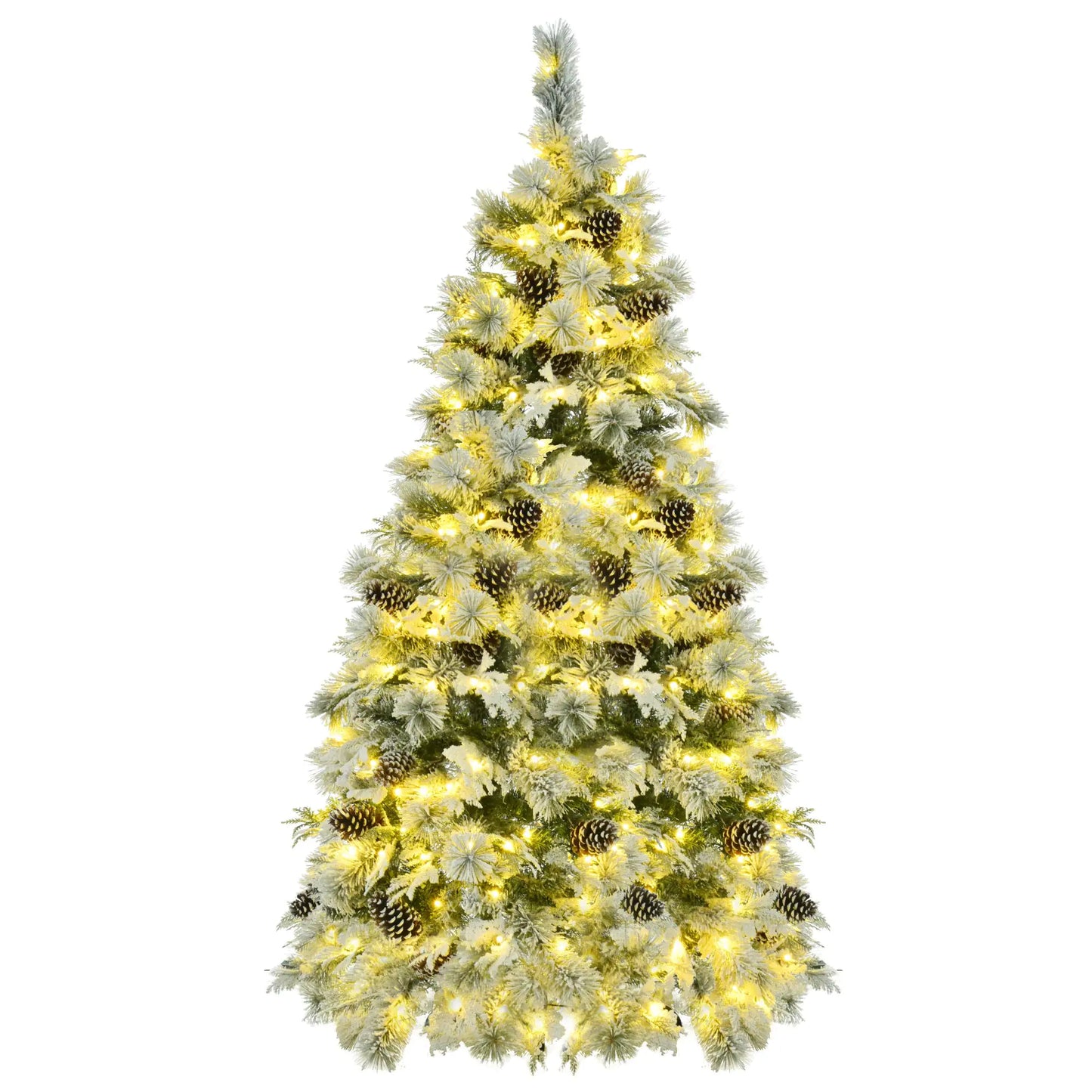 6 Feet Spruce Snow Covered Christmas Tree With Pre-installed Lights