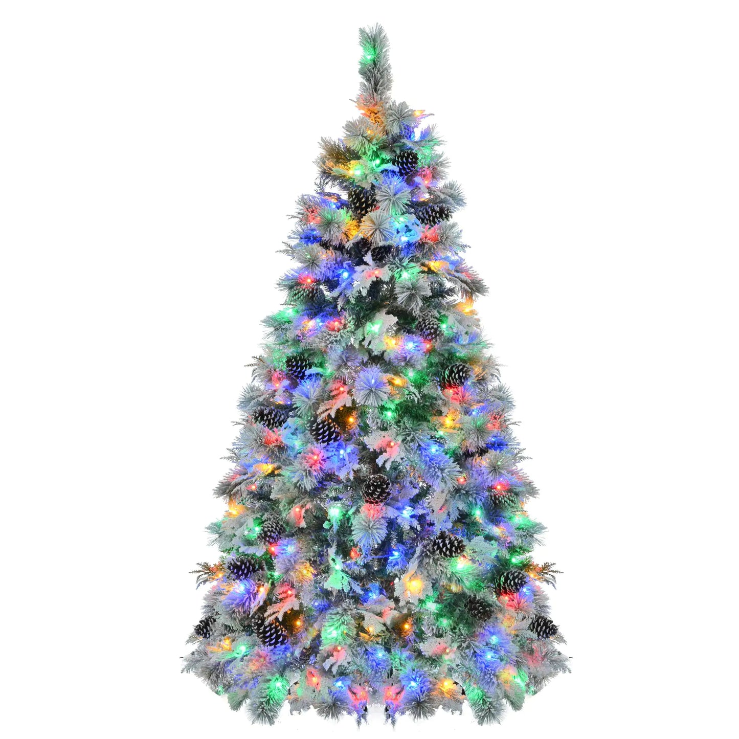 6 Feet Spruce Snow Covered Christmas Tree With Pre-installed Lights