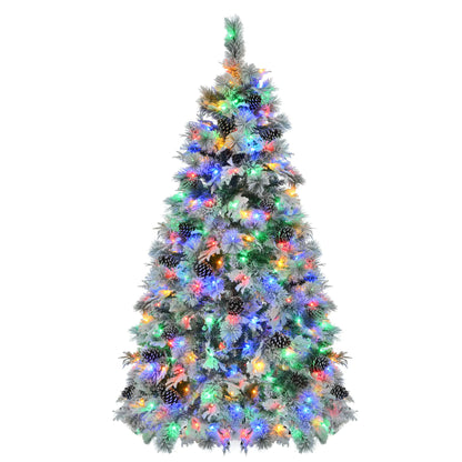 6 Feet Spruce Snow Covered Christmas Tree With Pre-installed Lights