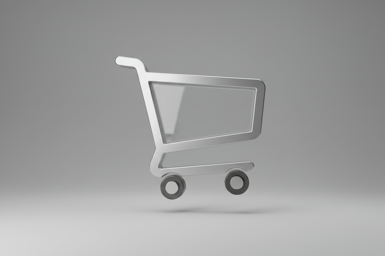 Digital shopping cart with nardo grey background