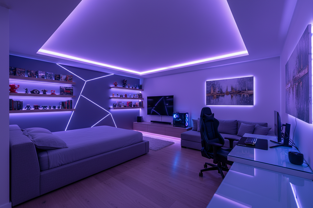 ROOM WITH LED STRIP LIGHTS